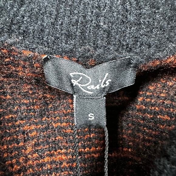 Rails NWT Colleen Rust Black Plaid Sweater V-Neck Size S Drop Shoulder Boxy - Picture 5 of 12